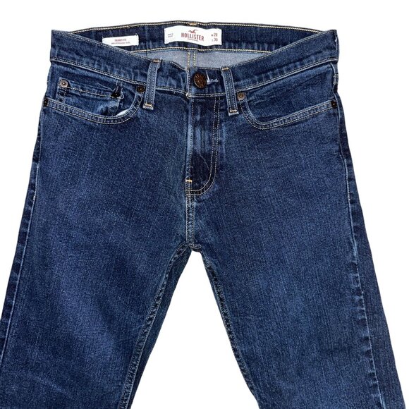Hollister Epic Flex Skinny Fit Leg Jeans Mens 28 28 Dark Wash Pockets Logo Denim - Picture 3 of 8